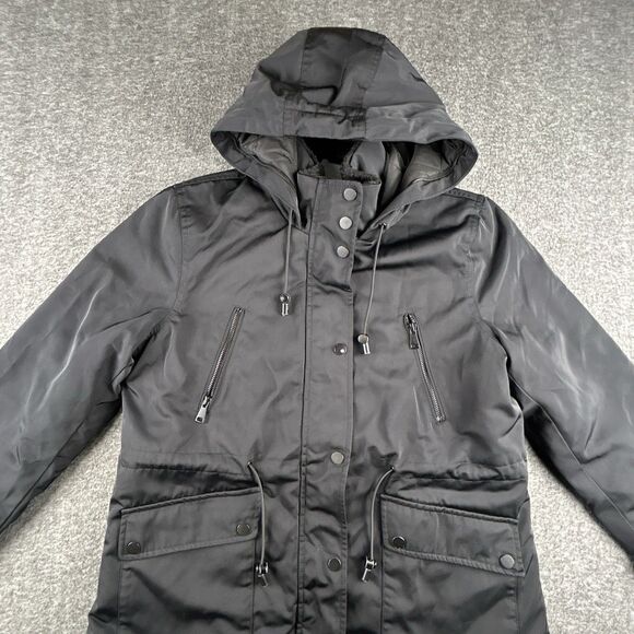 Zara Jackets & Blazers - ZARA WOMAN Faux Fur Lined Parka Women’s Sz Medium Black Hooded Full Zip Pockets